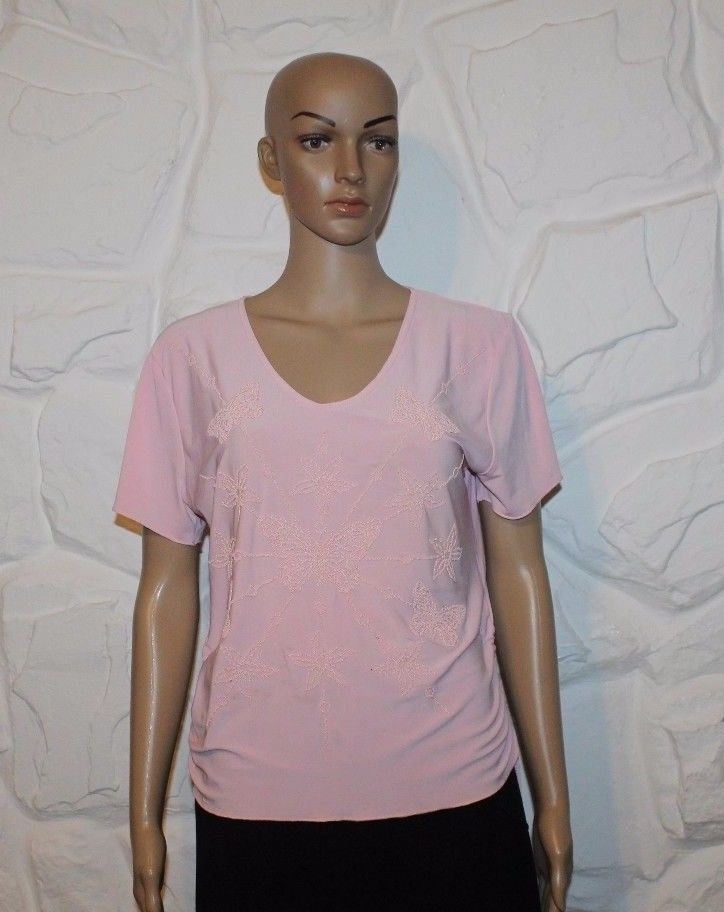 Vintage Pink Just Elegant Stretch Slouch Drawstring Side Casual Top Blouse Size 14/42 von NeringasVintageStore