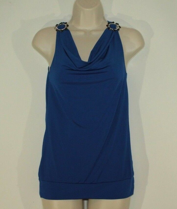 Vintage Schöne Blaue Stretch Ärmellose Casual Sommer Party Abend Top Bluse Sz 10/12-38 /40 von NeringasVintageStore