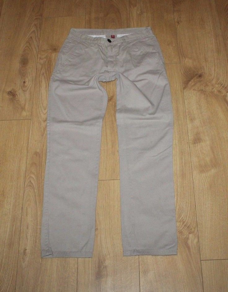 Vintage Vtg Beige Cotton Denim Co Button Straight Leg Casual Trousers Jeans W 28 L von NeringasVintageStore