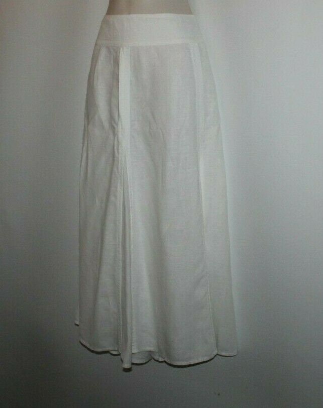 Vintagewhite 100 % Leinen Tu Zip Flippy Voller Länge Casual Sommer Rock Größe 14/40 L 32 von NeringasVintageStore