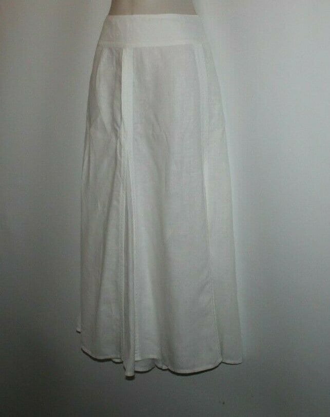 Vintagewhite 100 % Leinen Tu Zip Flippy Voller Länge Casual Sommer Rock Größe 14/40 L 32 von NeringasVintageStore