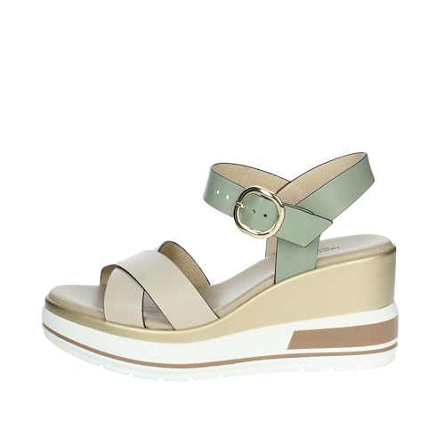 Nero Giardini Damen-Sandalen aus Keilleder, beige, 38 EU von Nero Giardini