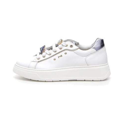 Nero Giardini E513060D Damensneakers Aus Glattleder Und Technischem Material - Weiß 41 EU von Nero Giardini