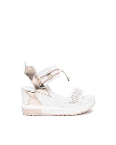 Nero Giardini E219045D Damensandalen Aus Leder, Canvas Und Technischem Material - Weiß 36 EU von Nero Giardini
