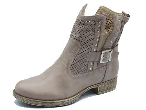 Nero Giardini E306331D Nepal Torf perforierte Stiefeletten für Damen aus Leder mit niedrigem Absatz, beige, 36 EU von Nero Giardini