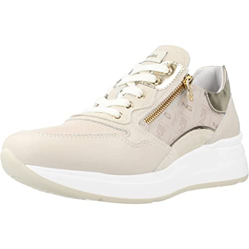 Nero Giardini E306450D Damen-Sneaker aus Leder und Wildleder, beige, 35 EU von Nero Giardini