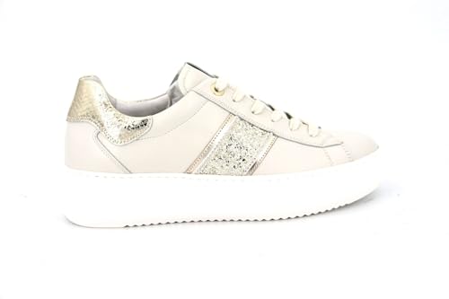 Nero Giardini E409919D, Damen-Sneakers aus Leder und technischem Material, Knochen, 35 EU von Nero Giardini