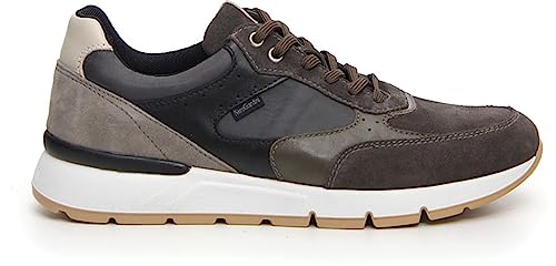 Nero Giardini I302512U Herren-Sneaker aus Wildleder, Leder und Leinwand, olive, 41W von Nero Giardini