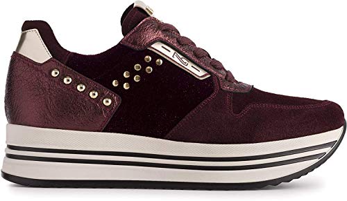 Sneaker Donna NeroGiardini in camoscio e Pelle Melenzana Con Lacci e Borchiette A909043D. Scarpa Platform dal Design Raffinato. Collezione Autunno Inverno 2019 2020. EU 38 Sneaker Donna NeroGiardini in camoscio e Pelle Melenzana Con Lacci e Borchiette A909043D. Scarpa Platform dal Design Raffinato. Collezione Autunno Inverno 2019 2020. EU 38 von Nero Giardini