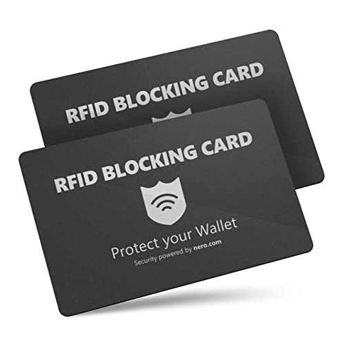 Nero RFID Blocker Karte | NFC Schutz | Datendiebstahl-Prävention | Blockierkarten für Geldbörse, Bankkarte, Ausweise, Reisepass von Nero