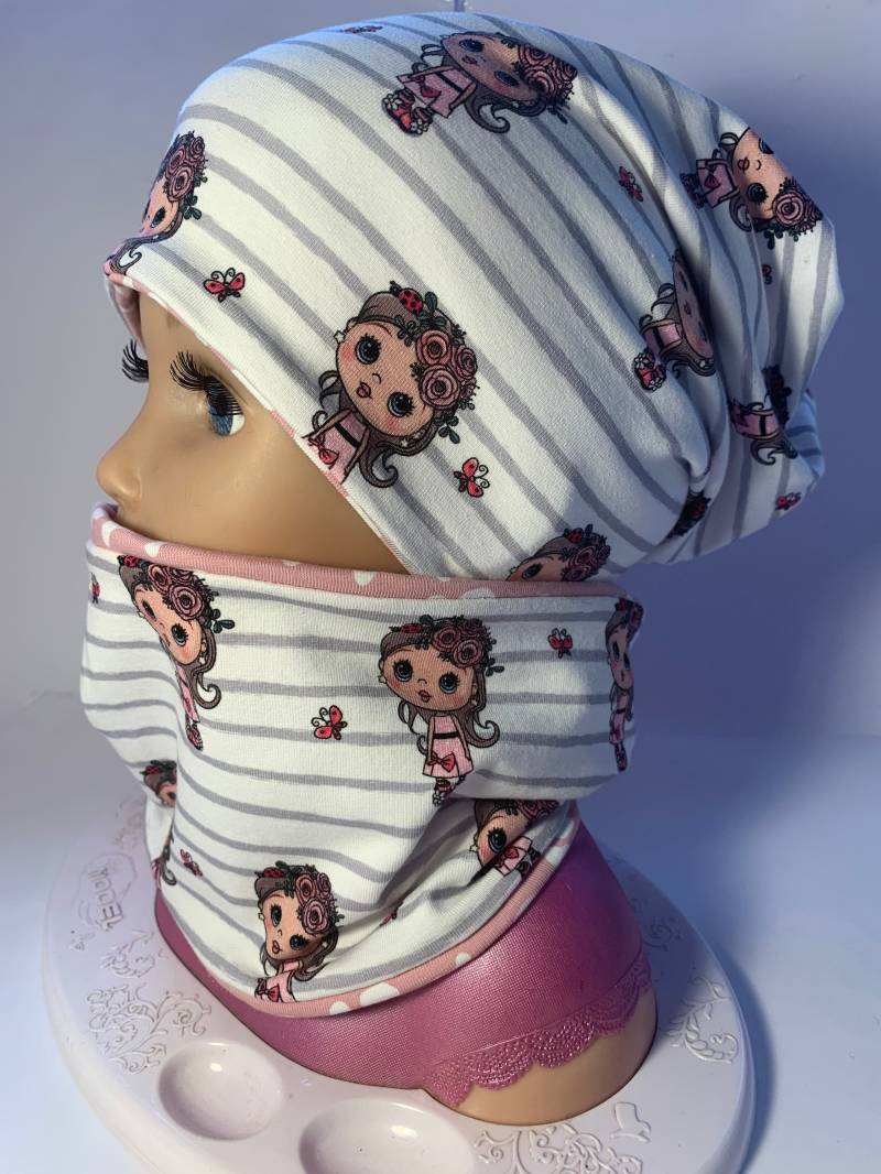 Beanie Mütze Mit Loop/Set Für Mädchen/Wendemütze von NeroliDesigns