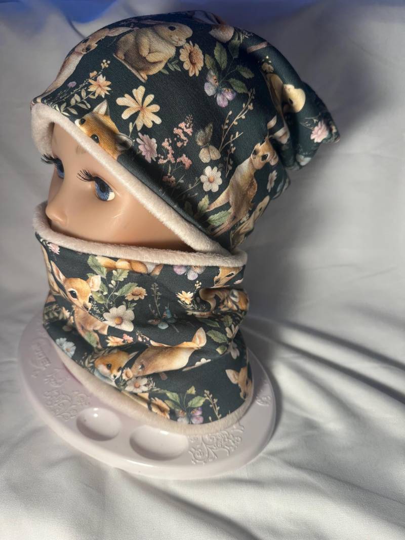 Beanie Mütze Mit Loop/Winterset Für Mädchen/Gefüttertes Winterset von NeroliDesigns