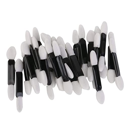 50 Stück Einweg Lidschatten Applikatoren mit doppelseitigem Schwamm doppelseitiger Lidschattenpinsel ovaler Make up Applikator mit Schwammspitze schwarzer Griff Lidschattenstift von Neroyaner