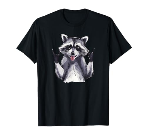 Retro Waschbär Rock Musik Geschenke Männer Kinder Frauen Lustiger Waschbär T-Shirt von Nerrrdy Music Lover Rock On Band Tees