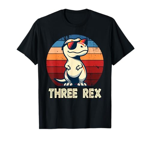 3 Rex Dinosaurier 3. Geburtstag Junge Mädchen Drei Rex Geburtstag T-Shirt von Nerrrdy