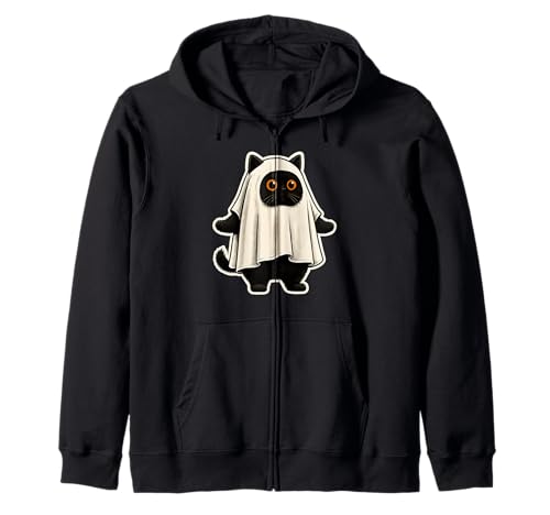 Blatt Geist Katze Männer Frauen Kinder Teenager Lustig Halloween Kapuzenjacke von Nerrrdy