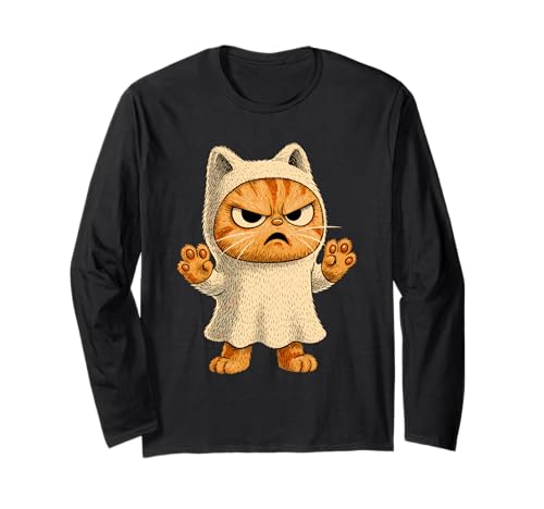 Blatt Geist Katze Männer Frauen Kinder Teenager Lustig Halloween Langarmshirt von Nerrrdy