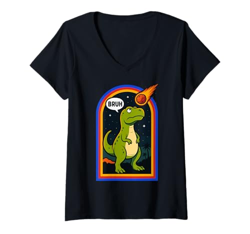 Damen Cooler Bruh T-Rex Männer Frauen Kinder Teens Lustiger Dinosaurier T-Shirt mit V-Ausschnitt von Nerrrdy