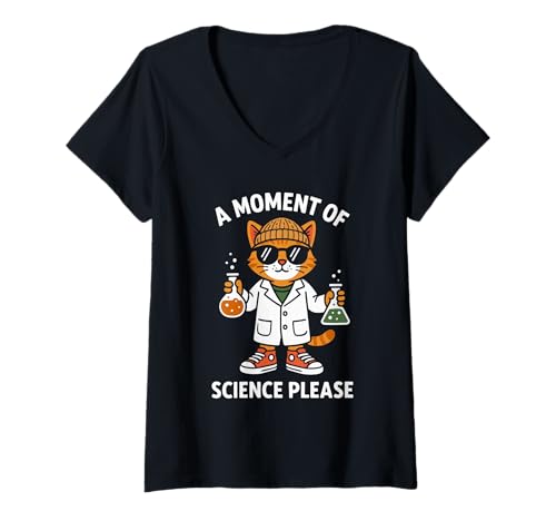 Damen Moment of Science Please Männer Frauen Kinder Lustige Wissenschaft T-Shirt mit V-Ausschnitt von Nerrrdy