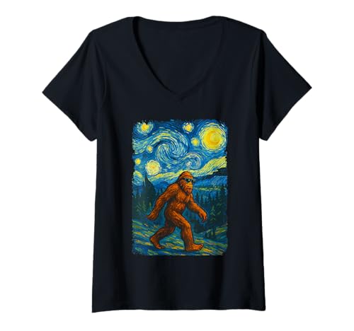 Damen Outdoor Sasquatch Herren Damen Kinder Lustiger Bigfoot Sasquatch T-Shirt mit V-Ausschnitt von Nerrrdy
