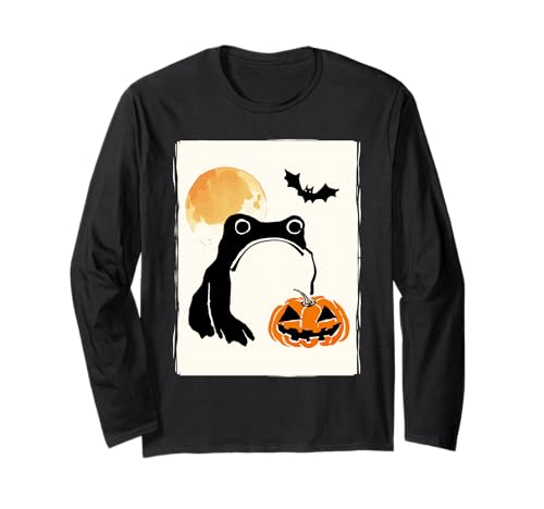 Grumpy Frog Japanische Kunst Männer Frauen Kinder Lustig Halloween Langarmshirt von Nerrrdy