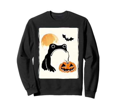 Grumpy Frog Japanische Kunst Männer Frauen Kinder Lustig Halloween Sweatshirt von Nerrrdy