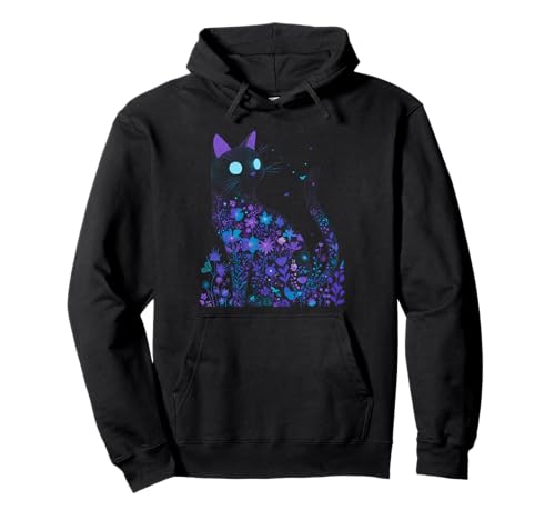 Katze in Blumen Herren Damen Kinder Cottagecore Pullover Hoodie von Nerrrdy