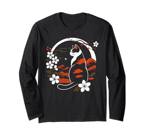Kawaii Katze Anime Japanische Retro Männer Frauen Kinder Lustige Katze Langarmshirt Kawaii Katze Anime Japanische Retro Männer Frauen Kinder Lustige Katze Langarmshirt von Nerrrdy