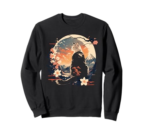 Kawaii Katze Anime Japanische Retro Männer Frauen Kinder Lustige Katze Sweatshirt Kawaii Katze Anime Japanische Retro Männer Frauen Kinder Lustige Katze Sweatshirt von Nerrrdy