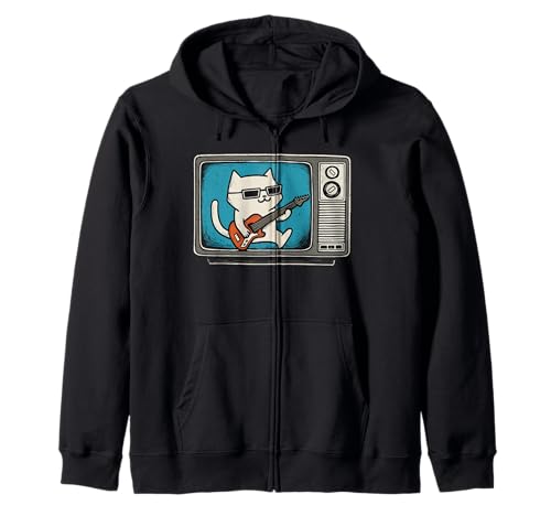 Lustige Katze spielt Gitarre Männer Kinder Frauen Lustig Y2K Kapuzenjacke von Nerrrdy