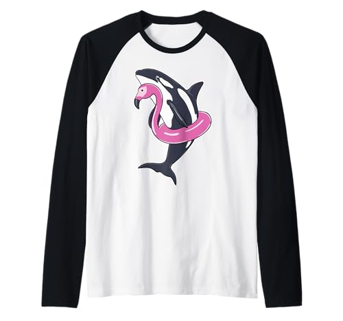 Lustiger Orca Flamingo Pool Party Männer Frauen Kinder Strand Sommer Raglan von Nerrrdy