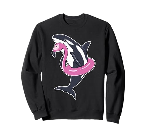 Lustiger Orca Flamingo Pool Party Männer Frauen Kinder Strand Sommer Sweatshirt von Nerrrdy