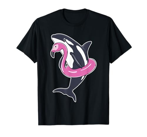 Lustiger Orca Flamingo Pool Party Männer Frauen Kinder Strand Sommer T-Shirt Lustiger Orca Flamingo Pool Party Männer Frauen Kinder Strand Sommer T-Shirt von Nerrrdy