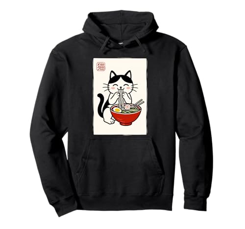 Lustiges Japanisches Kawaii-Anime-Anime, Männer, Kinder, Frauen, Katze isst Ramen Pullover Hoodie von Nerrrdy