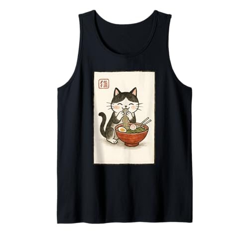 Lustiges Japanisches Kawaii-Anime-Anime, Männer, Kinder, Frauen, Katze isst Ramen Tank Top von Nerrrdy
