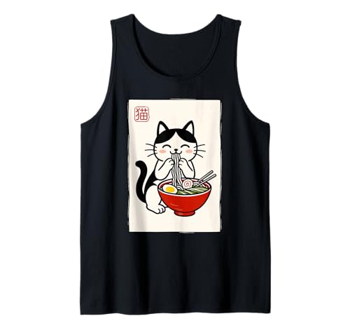 Lustiges Japanisches Kawaii-Anime-Anime, Männer, Kinder, Frauen, Katze isst Ramen Tank Top von Nerrrdy