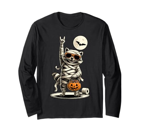 Niedliche Mama Männer Frauen Kinder Lustiger Halloween Waschbär Langarmshirt von Nerrrdy