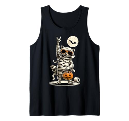 Niedliche Mama Männer Frauen Kinder Lustiger Halloween Waschbär Tank Top von Nerrrdy