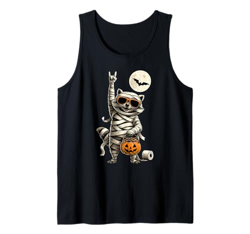Niedliche Mama Männer Frauen Kinder Lustiger Halloween Waschbär Tank Top von Nerrrdy