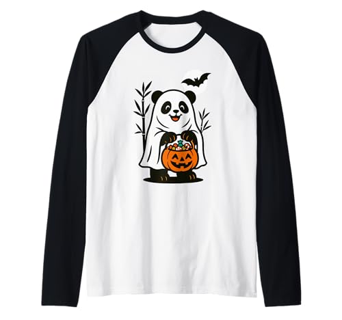 Niedlicher Geist Halloween Männer Frauen Kinder Lustiger Panda Raglan von Nerrrdy