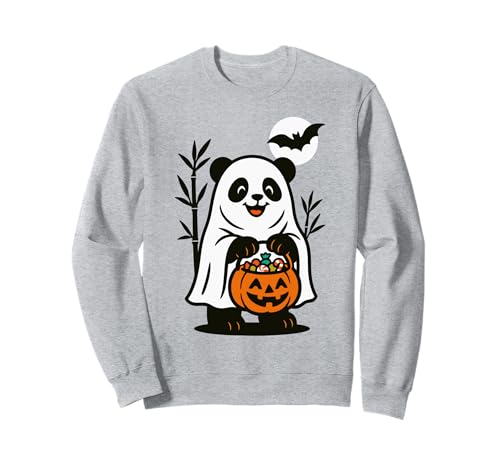 Niedlicher Geist Halloween Männer Frauen Kinder Lustiger Panda Sweatshirt von Nerrrdy
