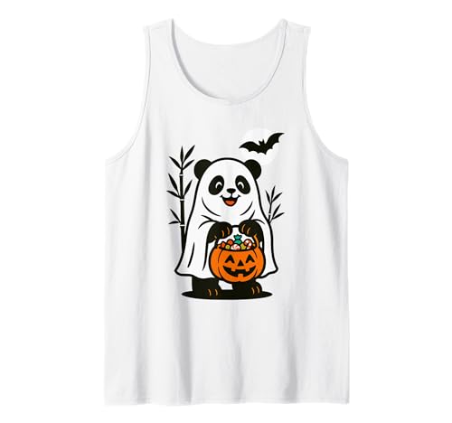 Niedlicher Geist Halloween Männer Frauen Kinder Lustiger Panda Tank Top von Nerrrdy