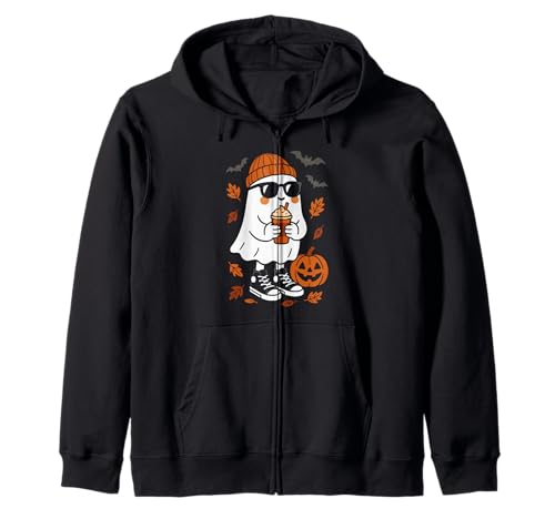 Niedlicher Geist Kürbis Männer Frauen Kinder Lustig Halloween Kapuzenjacke von Nerrrdy