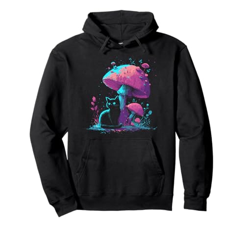 Pastell Gothic Katze Pilz Männer Frauen Kinder Niedlich Cottagecore Pullover Hoodie von Nerrrdy