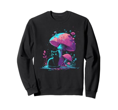 Pastell Gothic Katze Pilz Männer Frauen Kinder Niedlich Cottagecore Sweatshirt von Nerrrdy