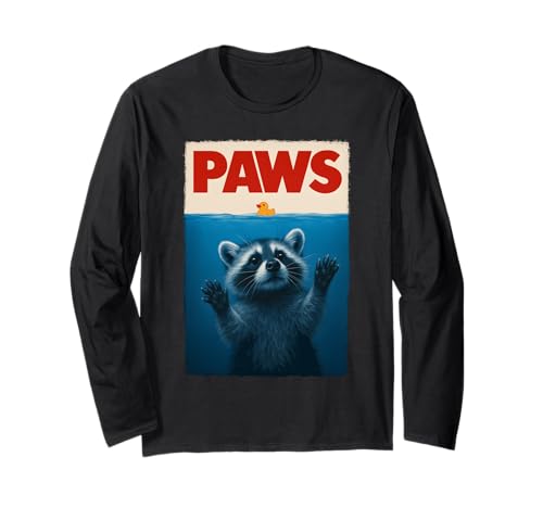 Paws Waschbär Mülleimer Retro Männer Kinder Frauen Lustiger Waschbär Langarmshirt von Nerrrdy