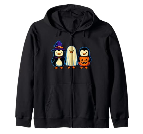 Pinguin Hexe Geist Kürbis Männer Frauen Kinder Lustig Halloween Kapuzenjacke von Nerrrdy