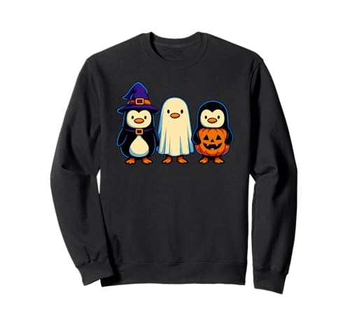 Pinguin Hexe Geist Kürbis Männer Frauen Kinder Lustig Halloween Sweatshirt von Nerrrdy