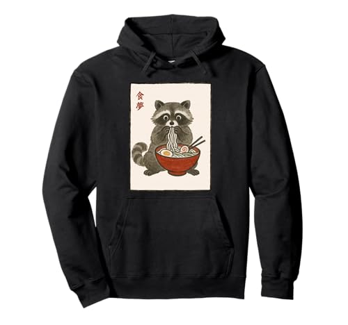 Retro Japanische Kawaii Ramen Männer Kinder Frauen Waschbär Pullover Hoodie von Nerrrdy