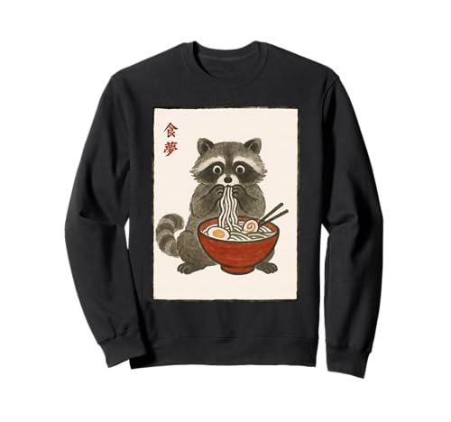 Retro Japanische Kawaii Ramen Männer Kinder Frauen Waschbär Sweatshirt von Nerrrdy